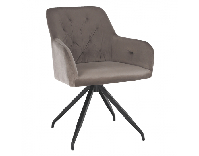 Dizajnové otočné kreslo Veleza - sivohnedá (taupe) (Velvet) / čierna