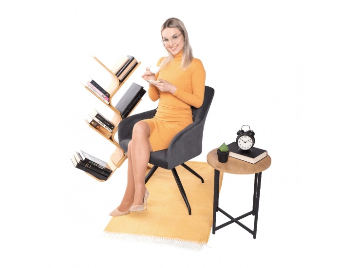 Dizajnové otočné kreslo Veleza - tmavosivá (Velvet) / čierna