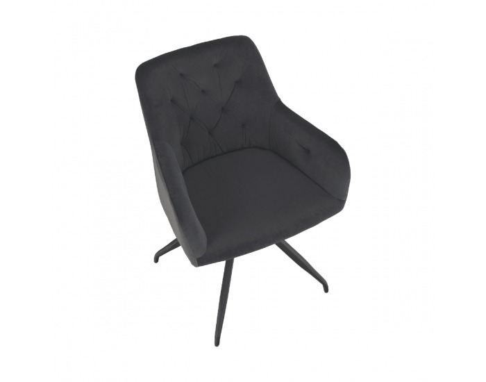 Dizajnové otočné kreslo Veleza - tmavosivá (Velvet) / čierna