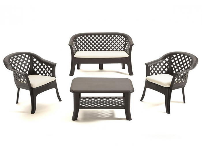 Plastový záhradný nábytok Velha - antracit / béžová