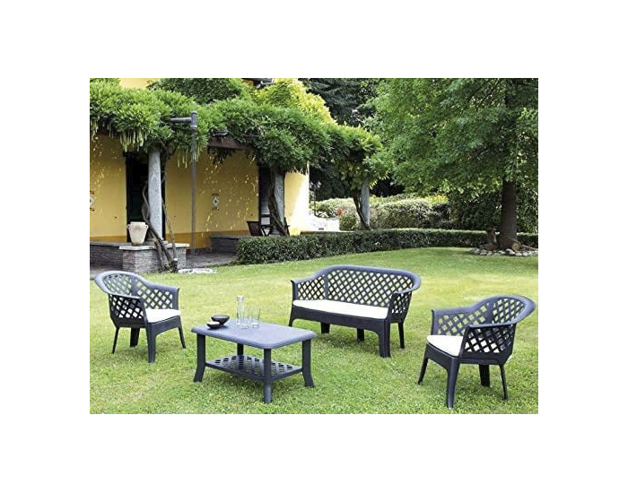 Plastový záhradný nábytok Velha - antracit / béžová