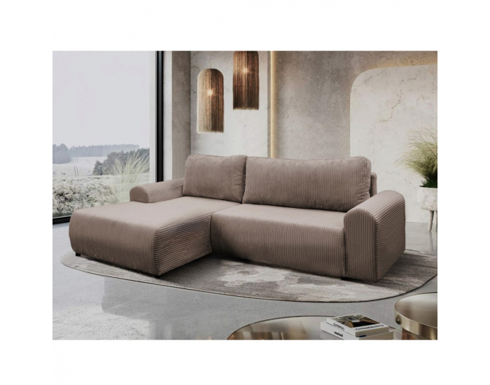 Rohová sedačka s rozkladom a úložným priestorom Velina Roh L - hnedá