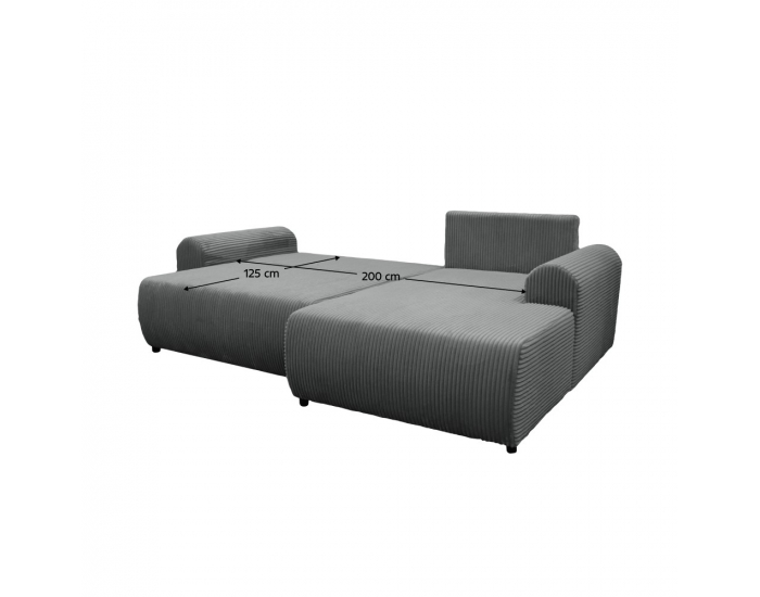 Rohová sedačka s rozkladom a úložným priestorom Velina Roh P - sivá