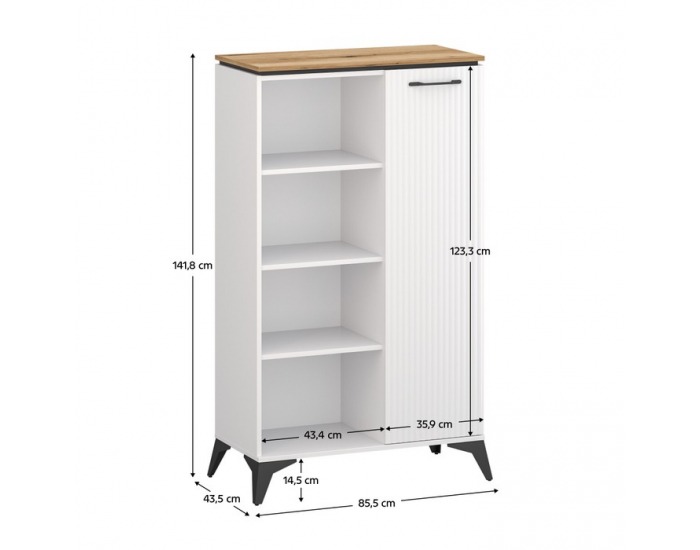 Jednodverový regál Velis 1D - biela / dub evoke