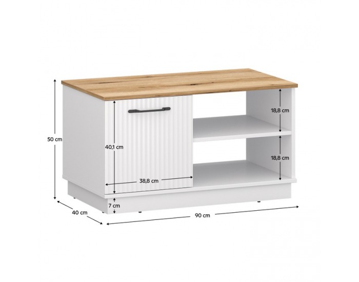 Konferenčný stolík Velis 1D - biela / dub evoke