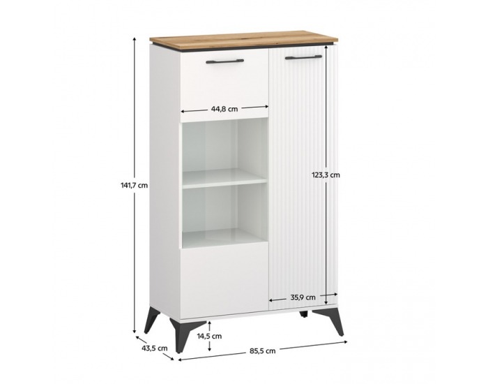 Nízka vitrína Velis 1D1W - biela / dub evoke