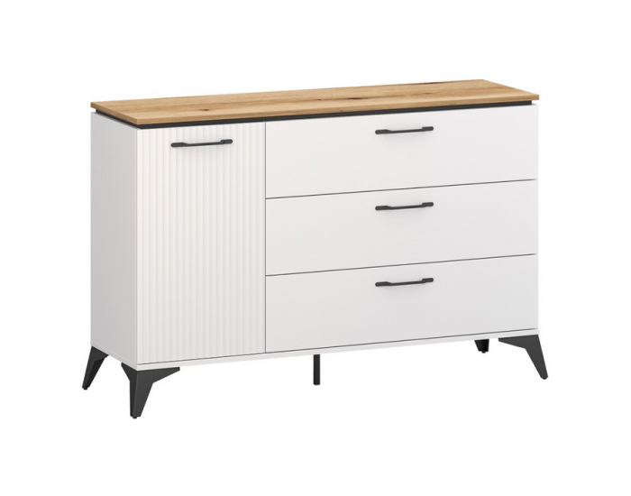 Jednodverová komoda so zásuvkou Velis 1D3S - biela / dub evoke