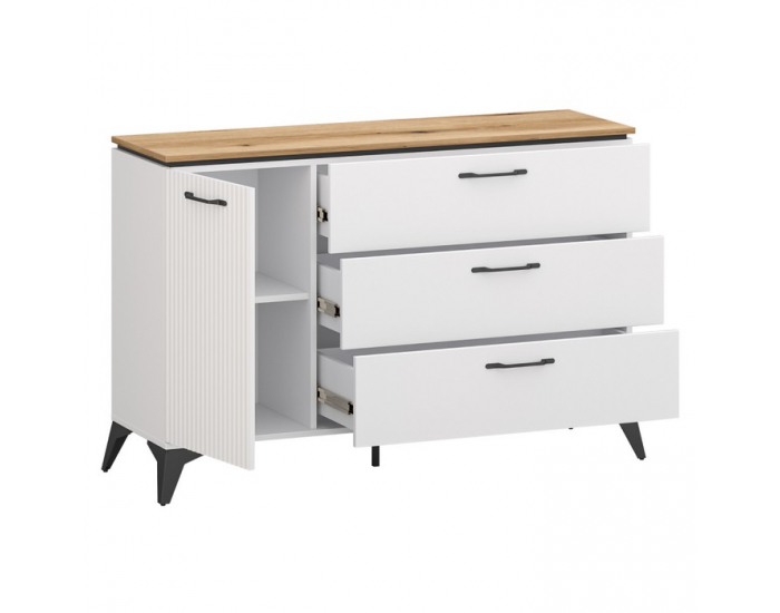 Jednodverová komoda so zásuvkou Velis 1D3S - biela / dub evoke