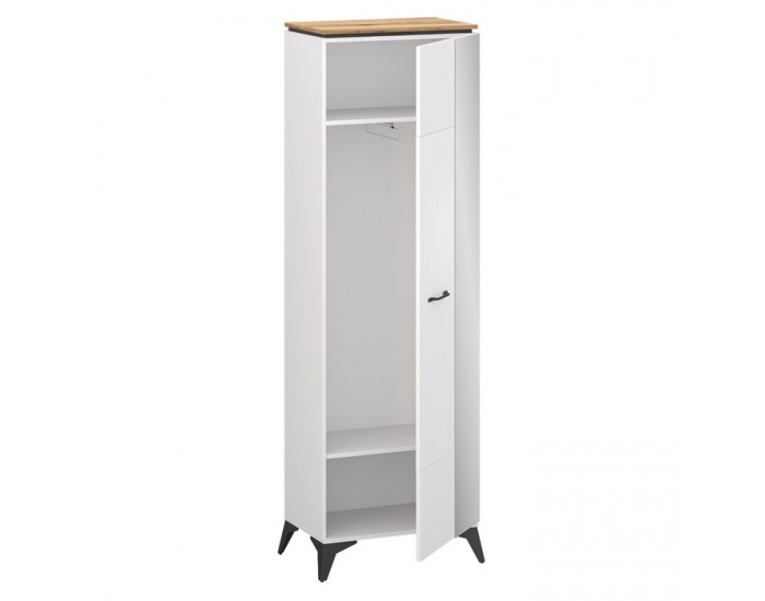 Jednodverová šatníková skriňa so zrkadlom Velis 1D/40 - biela / dub evoke