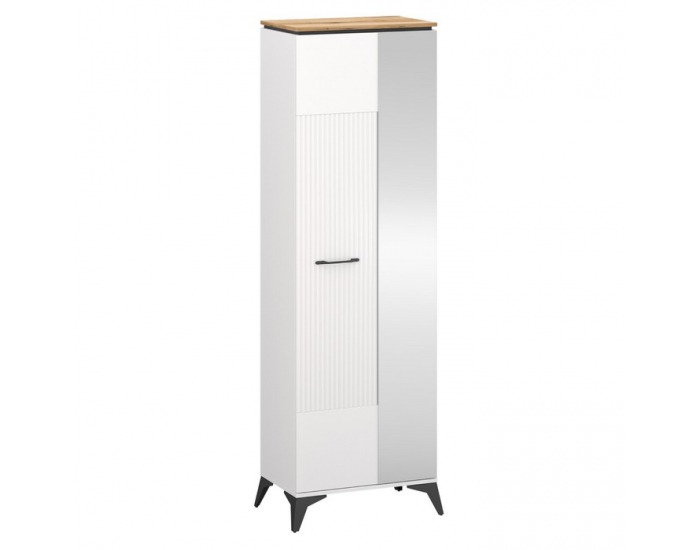 Jednodverová šatníková skriňa so zrkadlom Velis 1D/40 - biela / dub evoke