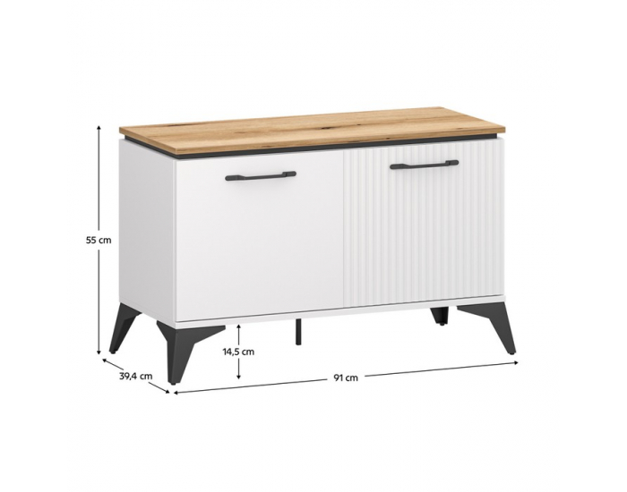 Botník (skrinka na topánky) Velis 2D - biela / dub evoke