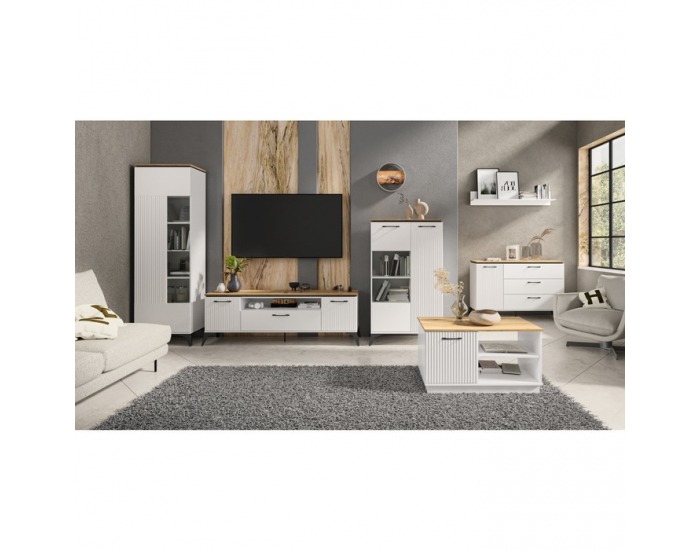 Dvojdverová šatníková skriňa Velis 2D - biela / dub evoke