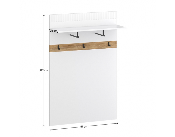 Vešiakový panel Velis 80 - biela / dub evoke
