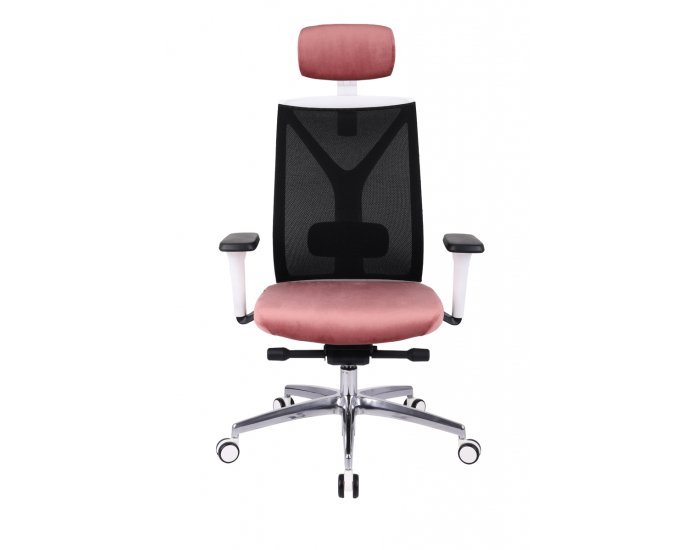 Kancelárska stolička s podrúčkami Velito WS HD - tmavoružová / čierna / biela / chróm