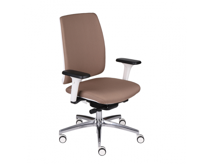 Kancelárska stolička s podrúčkami Velito WT - hnedá / biela / chróm