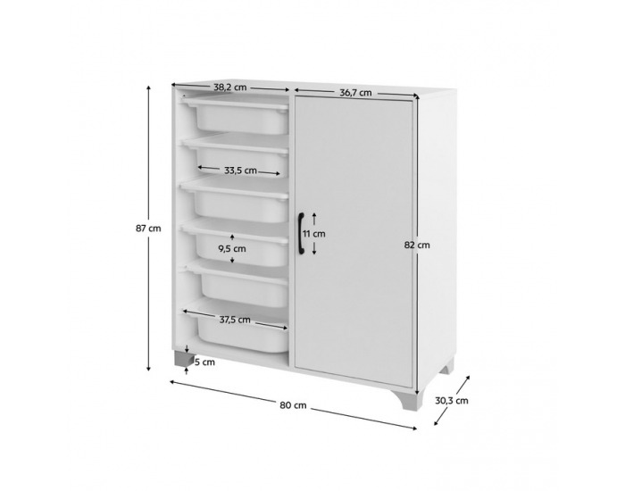 Regál / skrinka s úložnými boxmi Velto - biela