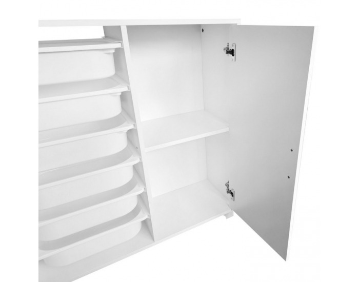 Regál / skrinka s úložnými boxmi Velto - biela