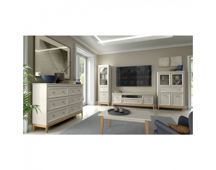 Nočný stolík Vendy W-11 - kašmír krémová / dub