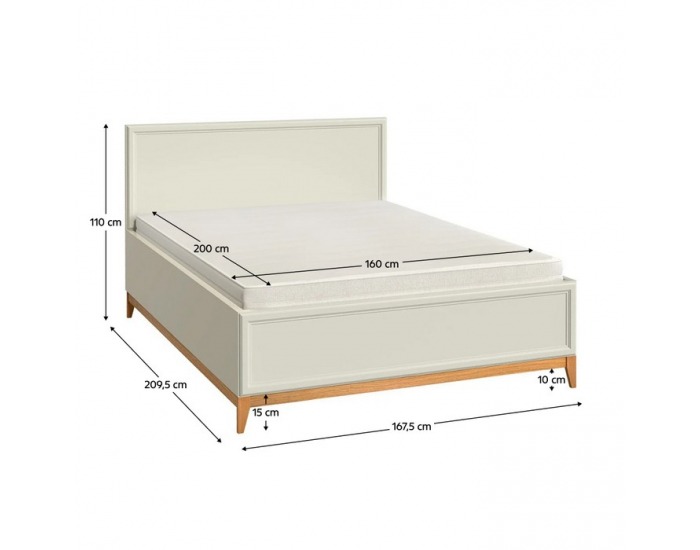 Manželská posteľ s roštom Vendy 160 W-16 - kašmír krémová / dub