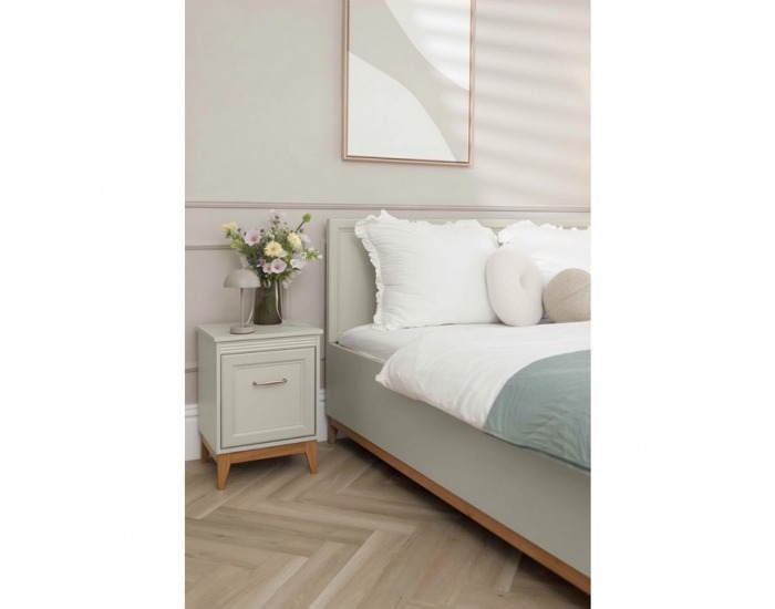 Manželská posteľ s roštom Vendy 160 W-16 - kašmír krémová / dub