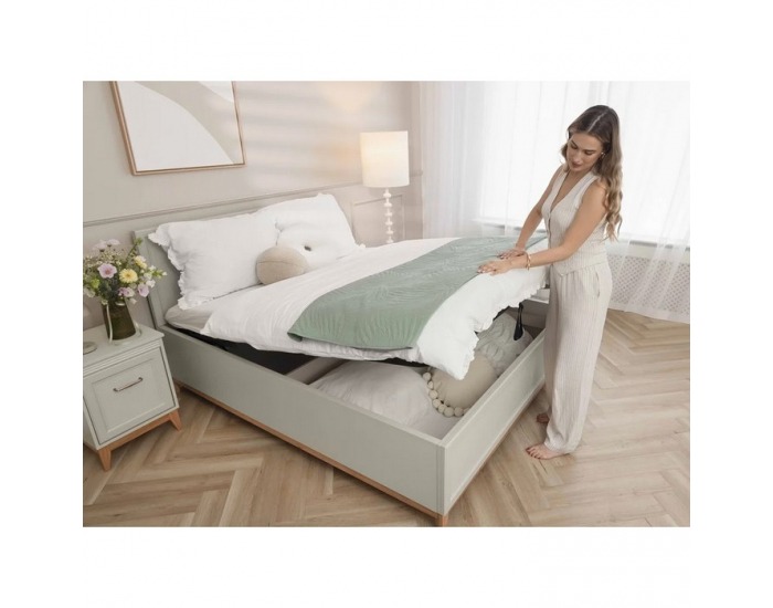 Manželská posteľ s roštom Vendy 140 W-17 - kašmír krémová / dub