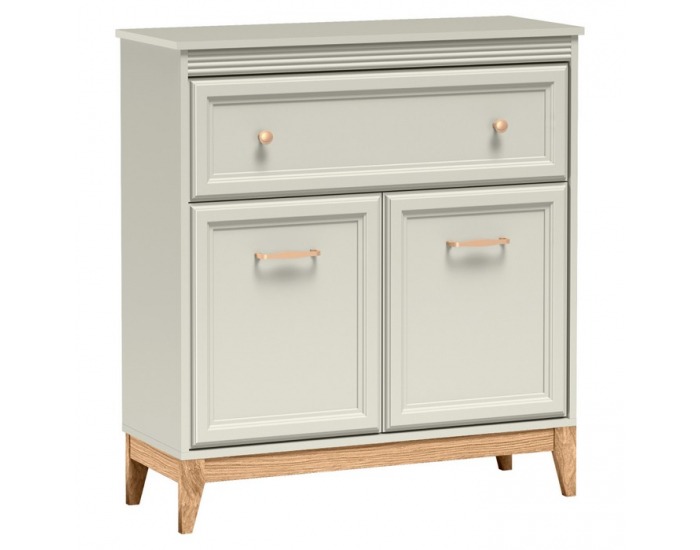 Dvojdverová komoda so zásuvkou Vendy W-19 - kašmír krémová / dub