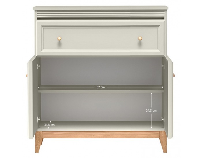 Dvojdverová komoda so zásuvkou Vendy W-19 - kašmír krémová / dub