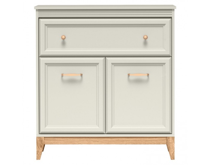 Dvojdverová komoda so zásuvkou Vendy W-19 - kašmír krémová / dub