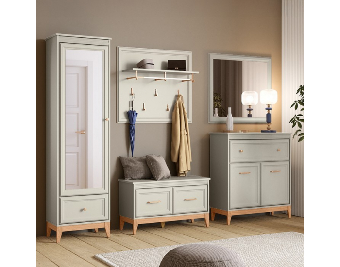 Zrkadlo na stenu Vendy W-21 - kasmír krémová / dub