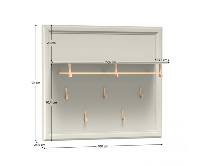 Vešiakový panel Vendy W-22 - kašmír krémová / dub