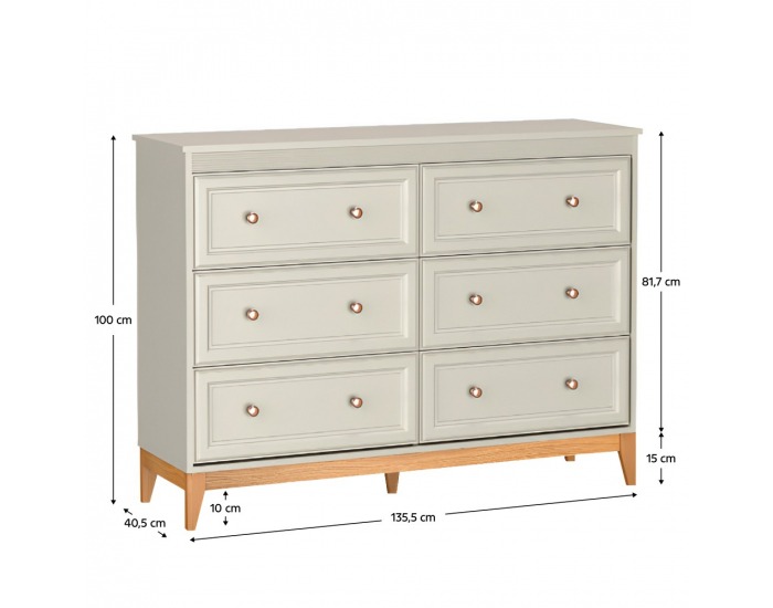 Zásuvková komoda Vendy W-3 - kašmír krémová / dub