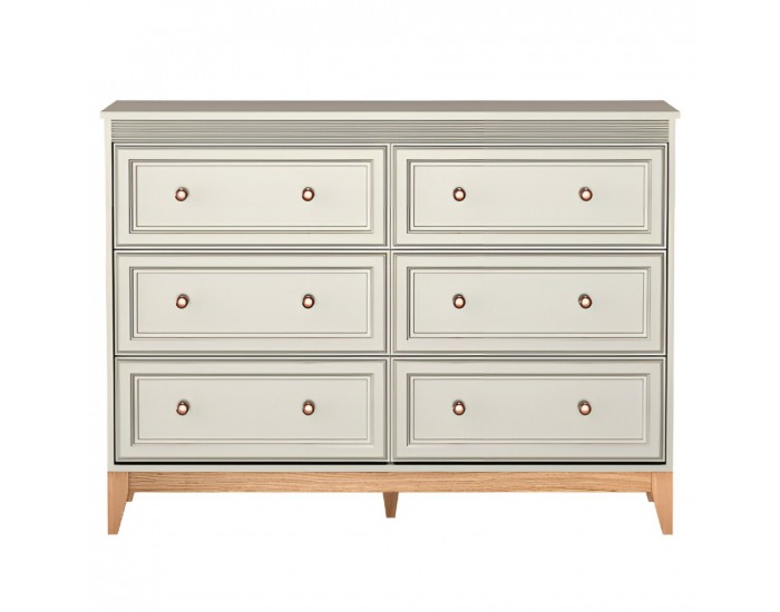 Zásuvková komoda Vendy W-3 - kašmír krémová / dub