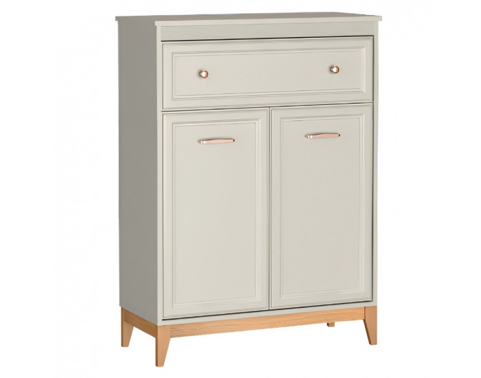 Dvojdverová komoda so zásuvkou Vendy W-4 - kašmír krémová / dub