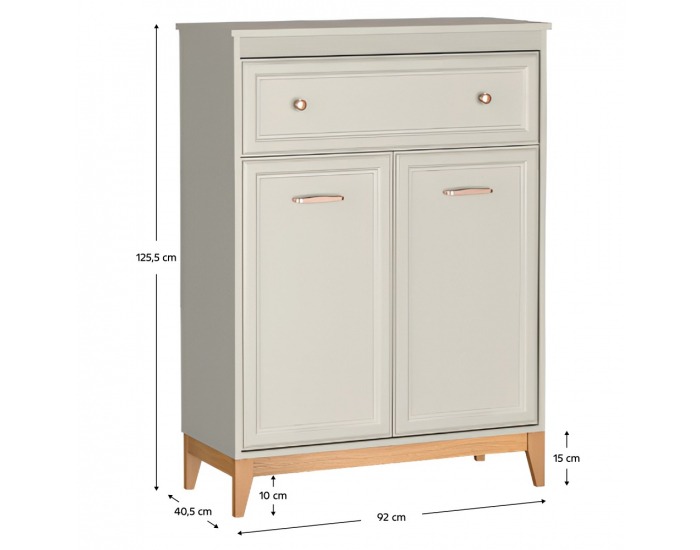 Dvojdverová komoda so zásuvkou Vendy W-4 - kašmír krémová / dub