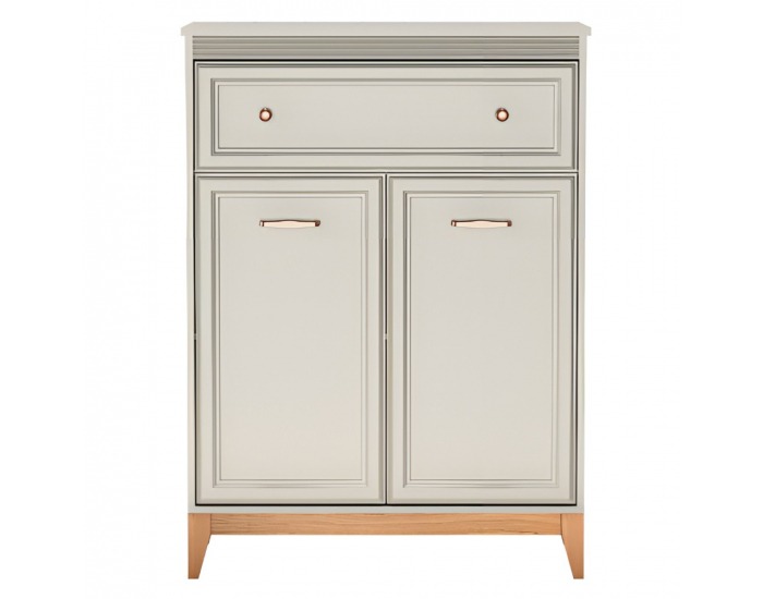 Dvojdverová komoda so zásuvkou Vendy W-4 - kašmír krémová / dub