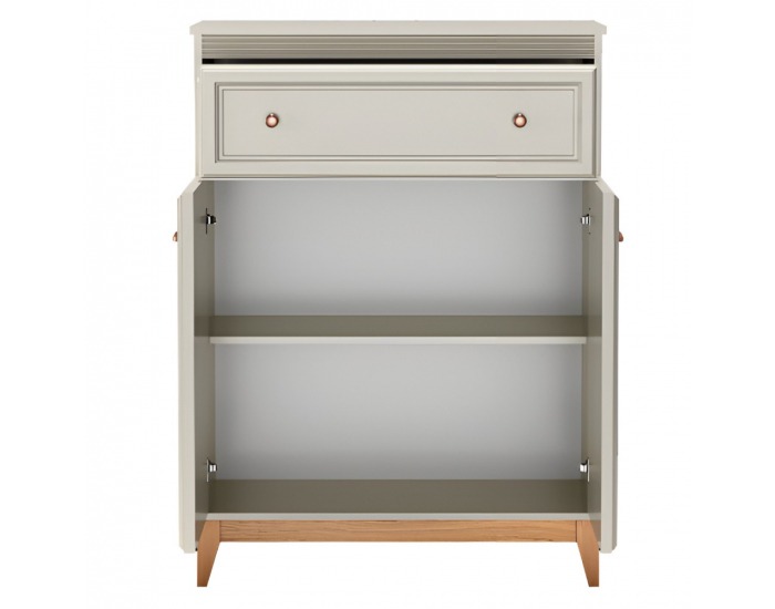 Dvojdverová komoda so zásuvkou Vendy W-4 - kašmír krémová / dub