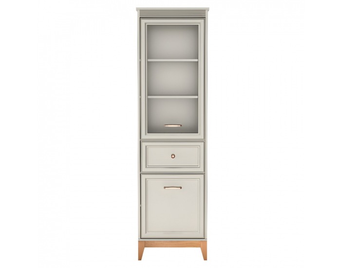 Dvojdverová vitrína Vendy W-6 - kašmír krémová / dub