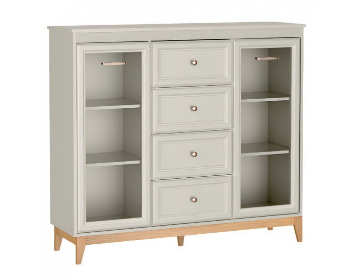 Dvojdverová vitrína Vendy W-7 - kašmír krémová / dub