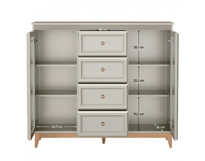 Dvojdverová vitrína Vendy W-7 - kašmír krémová / dub