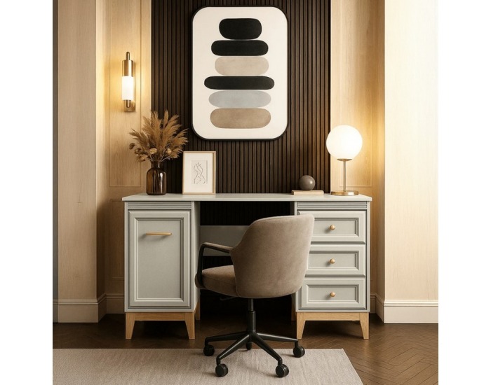 Písací stolík Vendy W-14 - kašmír krémová / dub