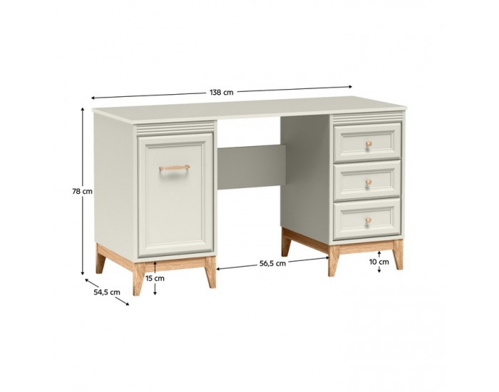 Písací stolík Vendy W-14 - kašmír krémová / dub