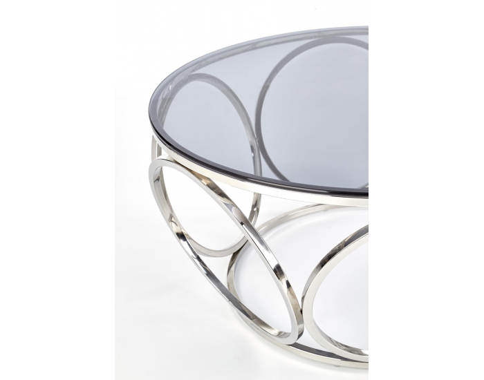 Okrúhly konferenčný stolík Venus - dymová / strieborná