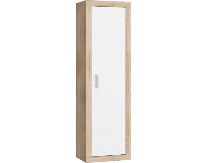 Policová skriňa Verin VRN-06 1D - sonoma svetlá / biely lesk