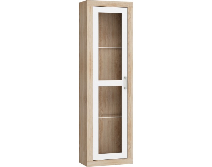 Vitrína Verin VRN-08 - sonoma svetlá / biely lesk