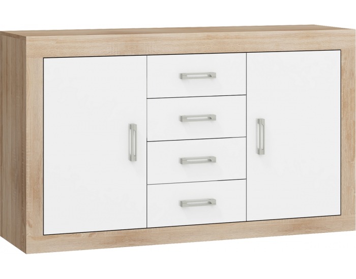 Komoda Verin VRN-09 - sonoma svetlá / biely lesk
