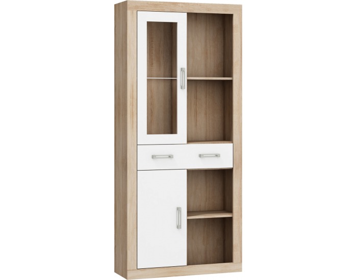 Regál Verin VRN-15 - sonoma svetlá / biely lesk