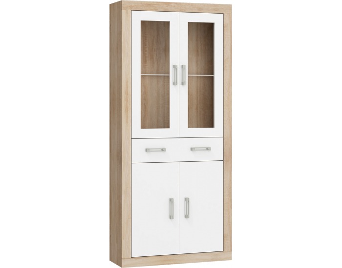 Regál Verin VRN-18 - sonoma svetlá / biely lesk