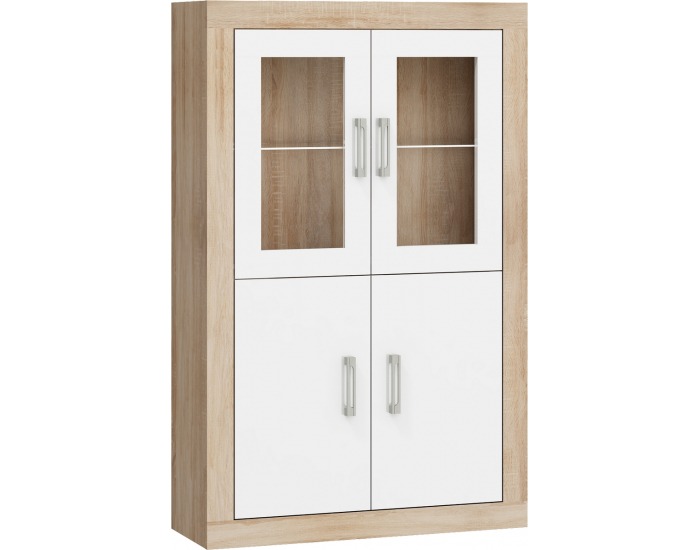 Regál Verin VRN-19 - sonoma svetlá / biely lesk