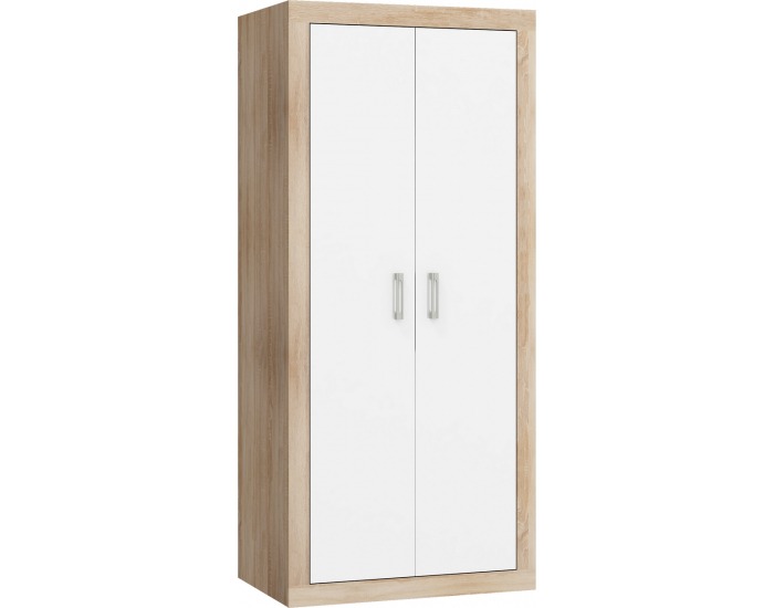 Šatníková skriňa Verin VRN-22 2D - sonoma svetlá / biely lesk