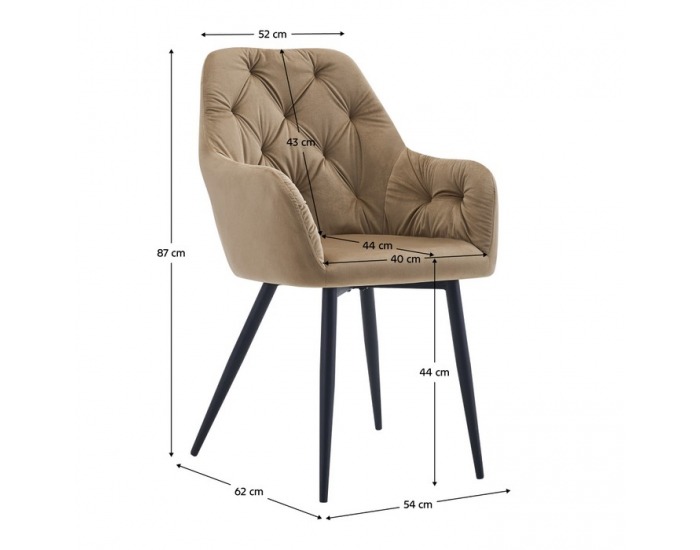 Jedálenské kreslo Verio New - béžová (Velvet) / čierna